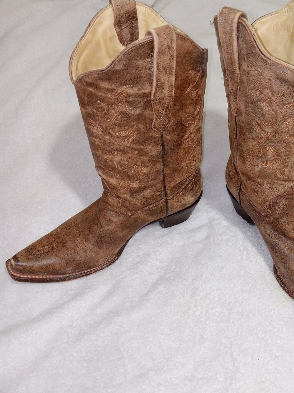 Corral Boots Mens 11M Distressed Brown Leather Cowboy Western Snip Toe Handcraft